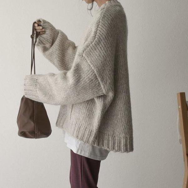 Sablelle Oversized Ivory Pocket Front Sweater