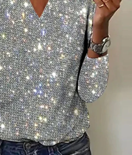 Sablelle Gorgeous V-Neck Sequined Top