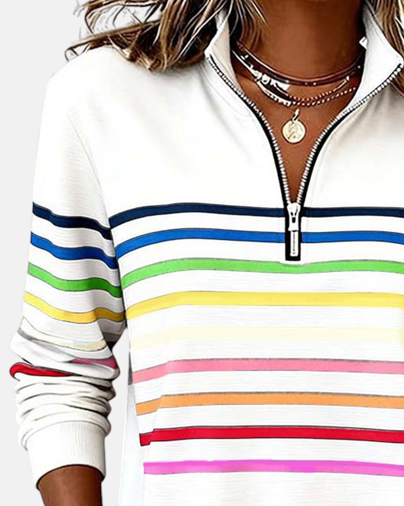 Ella™ | Striped Zip-Up Hoodie