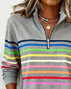 Maya™ | Striped Half-Zip Sweatshirt