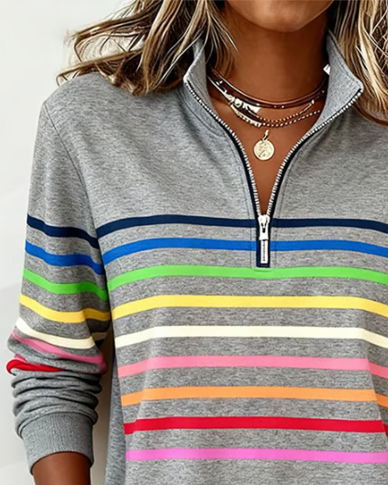 Maya™ | Striped Half-Zip Sweatshirt