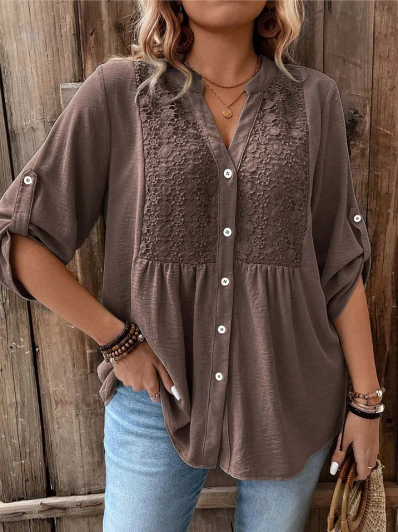 Noor™ | V-Neck Blouse With Buttons