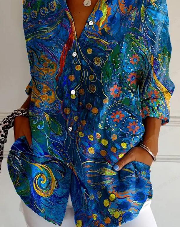Sablelle Blue Collared Long Sleeve Top