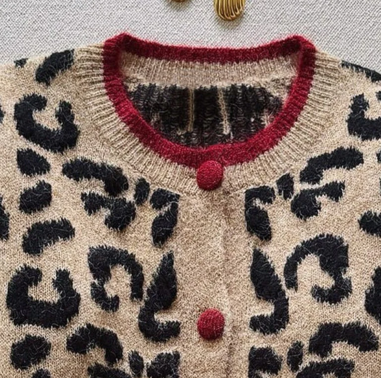 Sablelle Unique Brown Leopard Print Long Sleeve Cardigan
