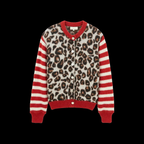Sablelle Unique Leopard Collarless Long Sleeve Cardigan
