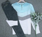 Sablelle Blue Skies Chevron Zipper Sweater