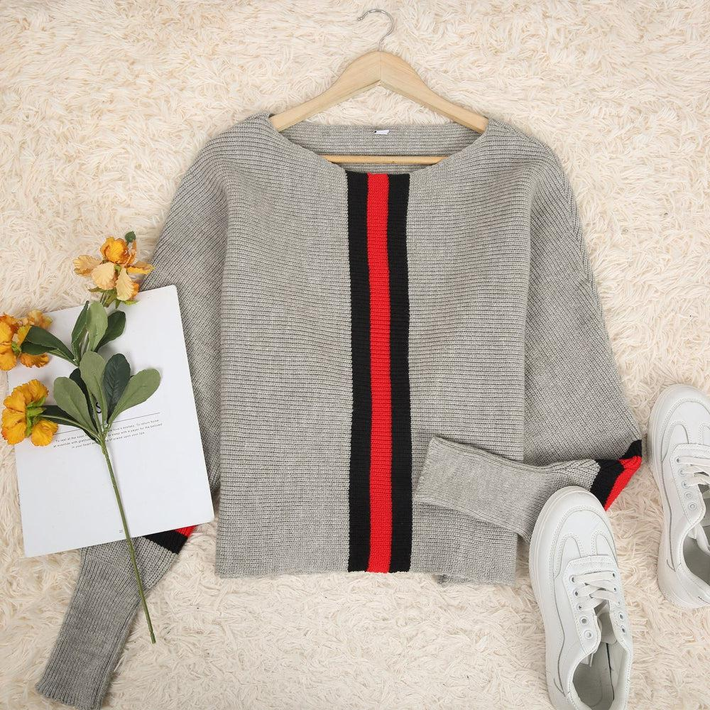 Sablelle Boston Red Striped Gray Dolman Sweater