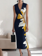 Sablelle Elegant Floral Print Sleeveless Maxi Dress