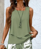 Sablelle Green Plant Print Square Neck Two Piece Set