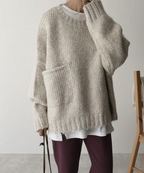 Sablelle Oversized Ivory Pocket Front Sweater