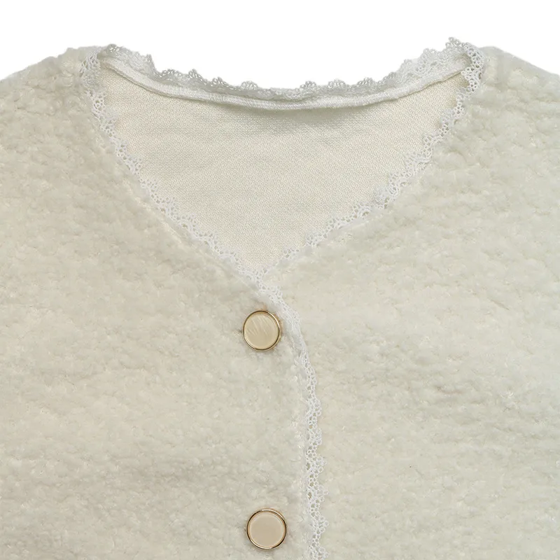 Sablelle Lace Detail Button Up Long Sleeve Outerwear