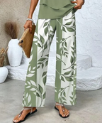 Sablelle Green Plant Print Square Neck Two Piece Set