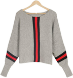 Sablelle Boston Red Striped Gray Dolman Sweater