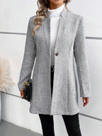 Sablelle Classy Print Collarless Long Sleeve Outerwear