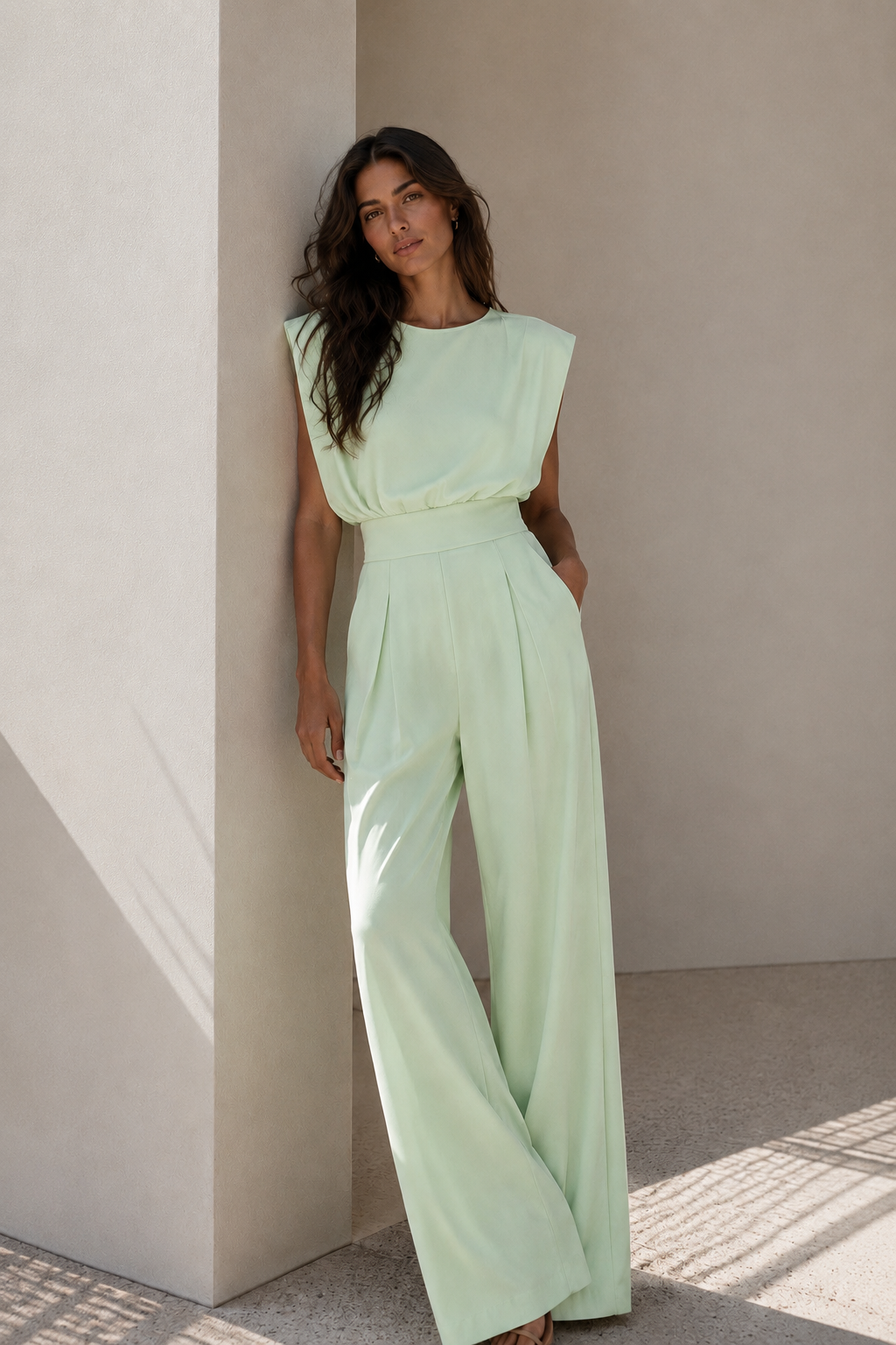 LUNA — Cream Wide-Leg Jumpsuit