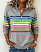 Maya™ | Striped Half-Zip Sweatshirt