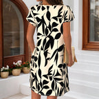 The Clara™ | Black & Cream Botanical Dress