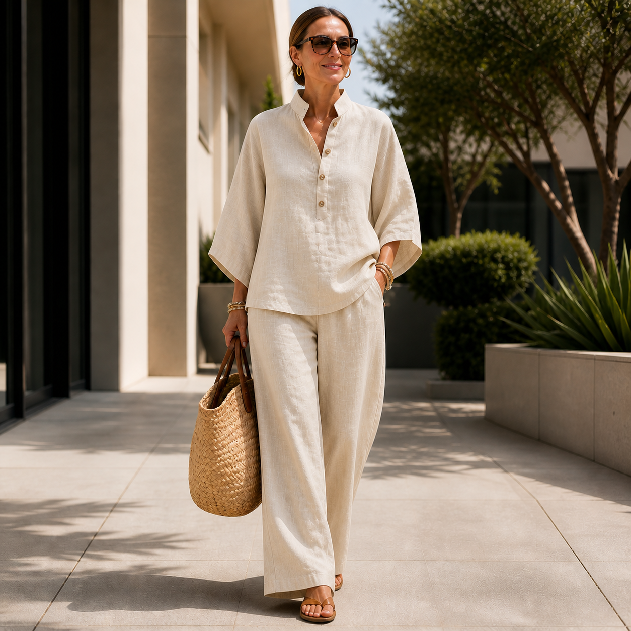 Isabella | Full set with batwing sleeves and wide-leg pants