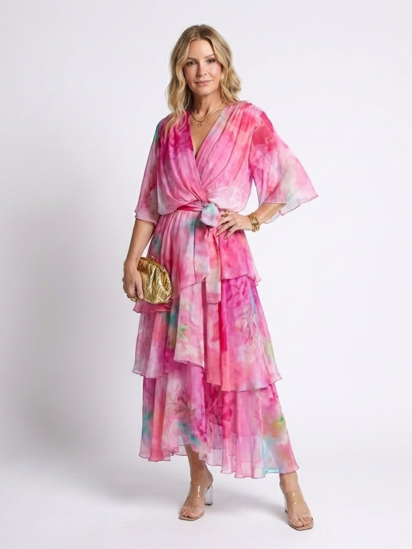 Celeste™ | Flowing Tie-Waist Maxi Dress