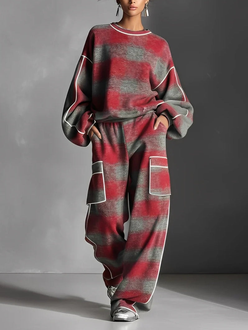 Emily™ | Color-Blocked Sweatshirt And Casual Pants Set