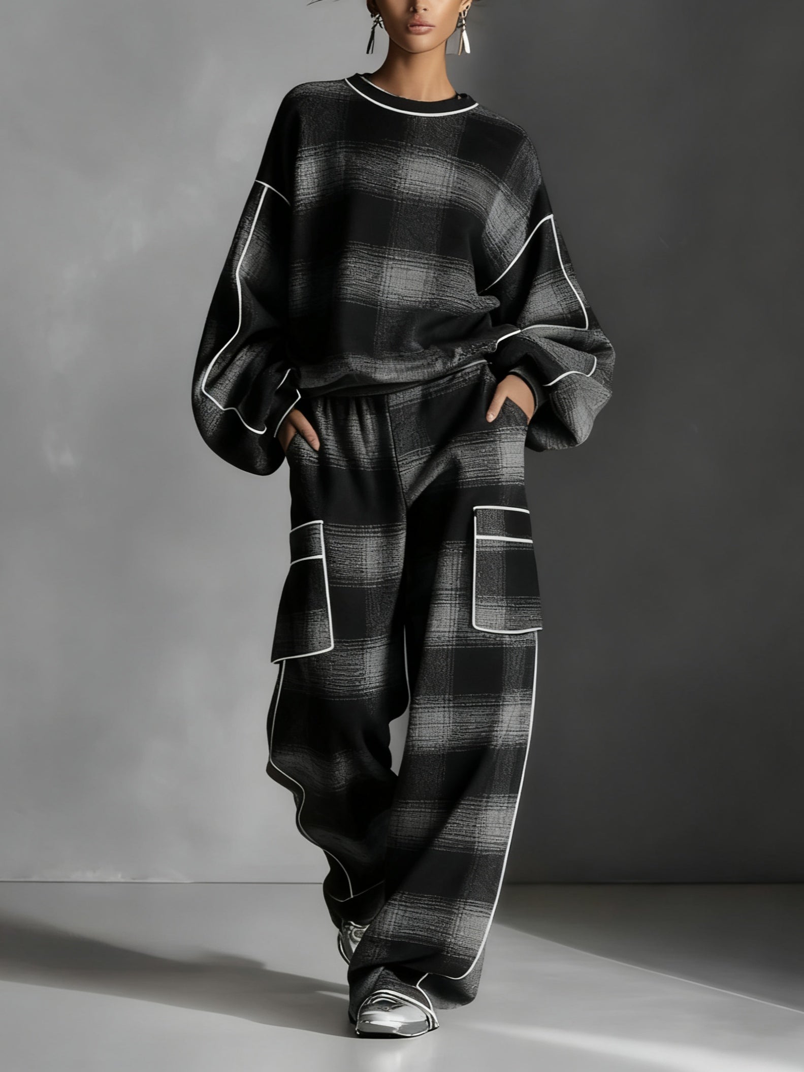 Hannah™ | Color-Blocked Sweatshirt And Casual Pants Set