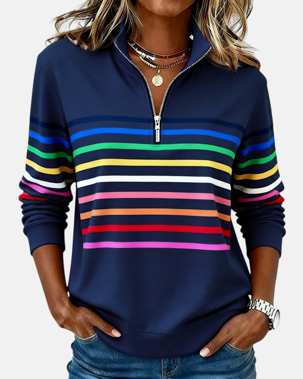 Ella™ | Striped Zip-Up Hoodie