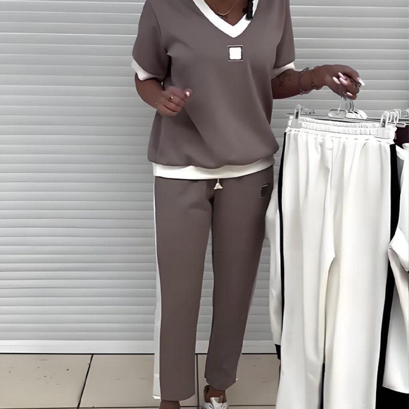 Chloé™ | Casual V-Neck Top And Pants Set
