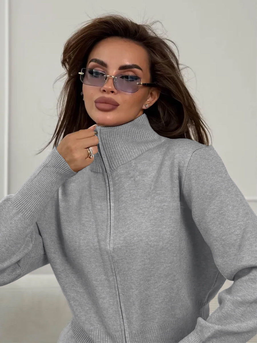 Emily™ | Drawstring Wide Leg Pants And Zip Jacket Set