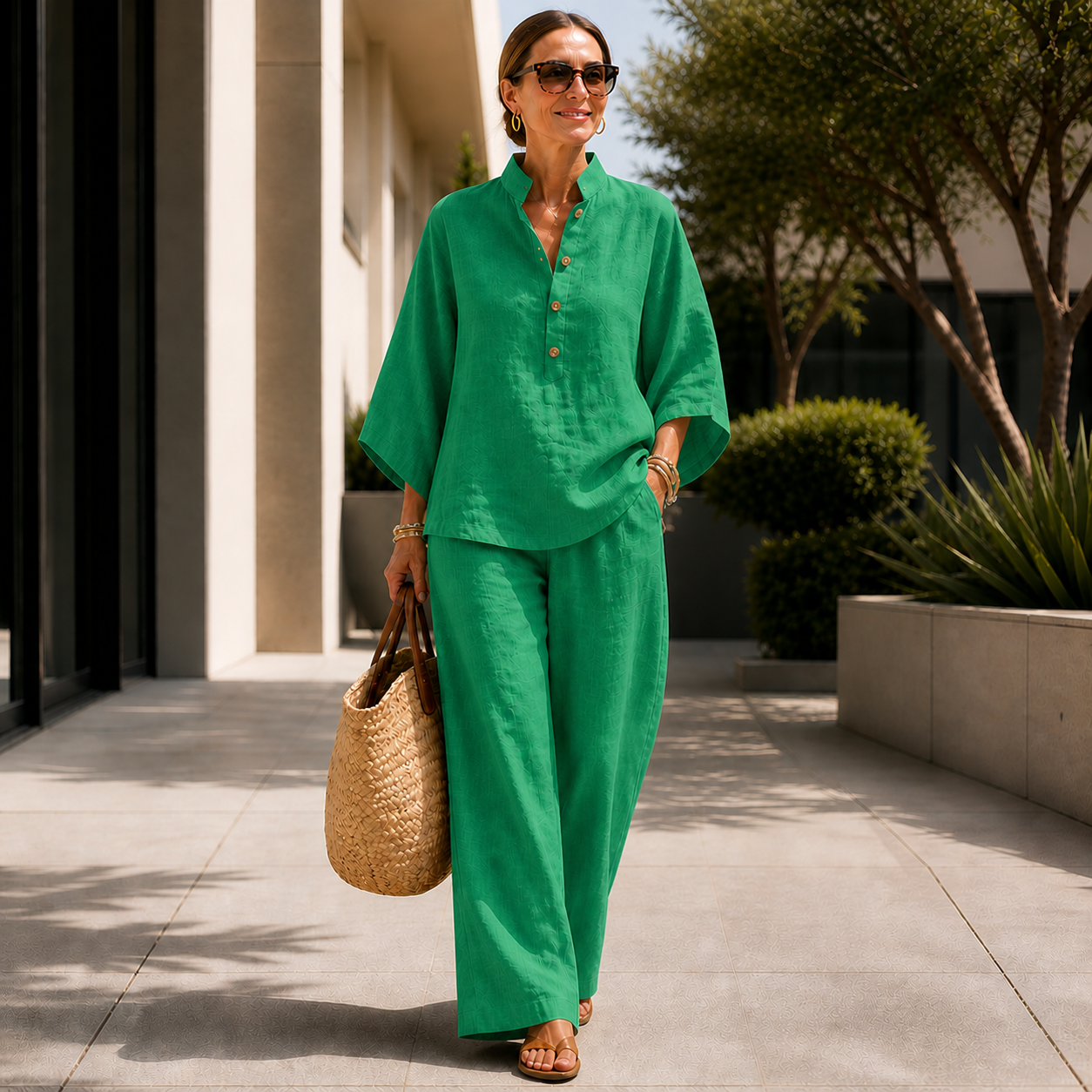 Isabella | Full set with batwing sleeves and wide-leg pants
