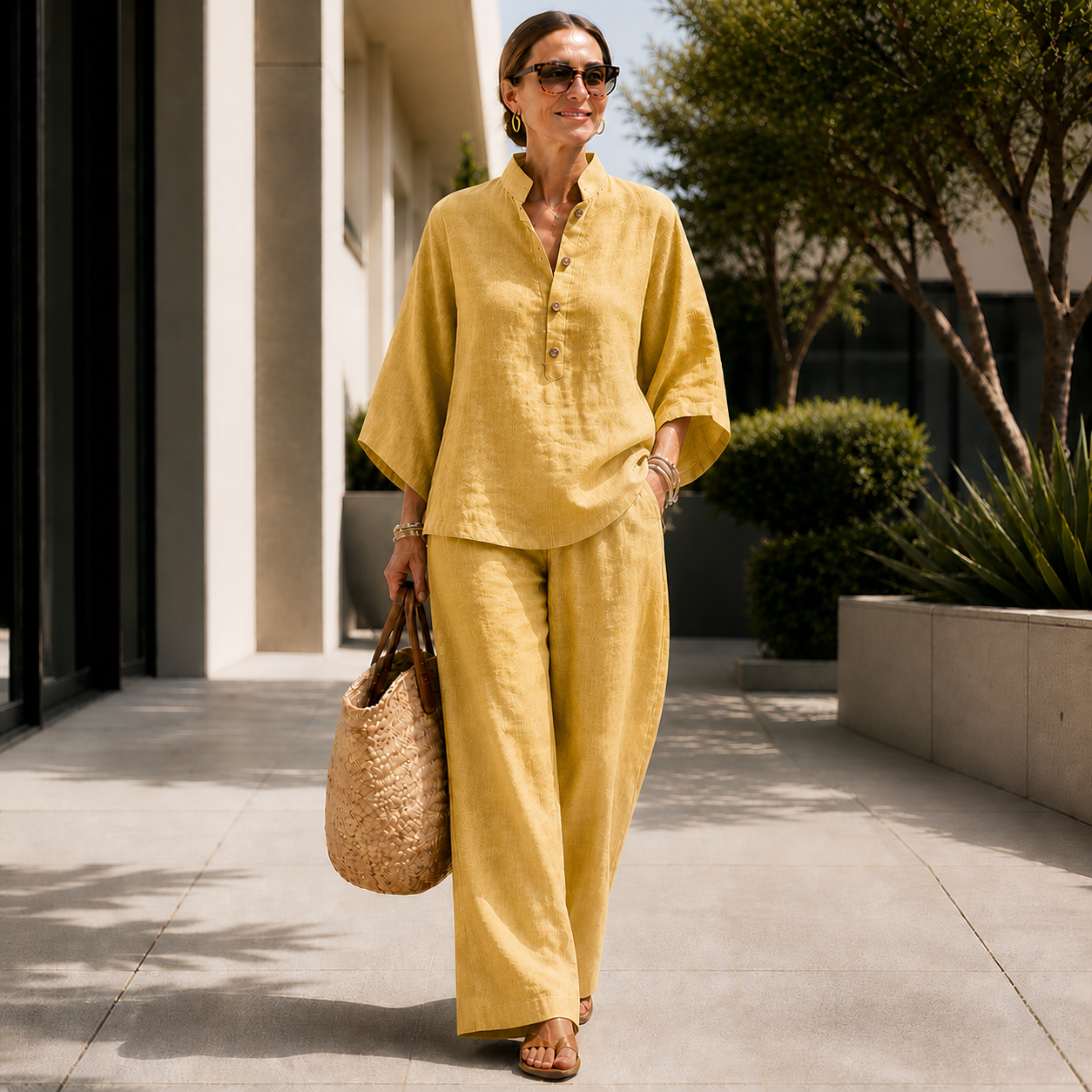 Isabella | Full set with batwing sleeves and wide-leg pants